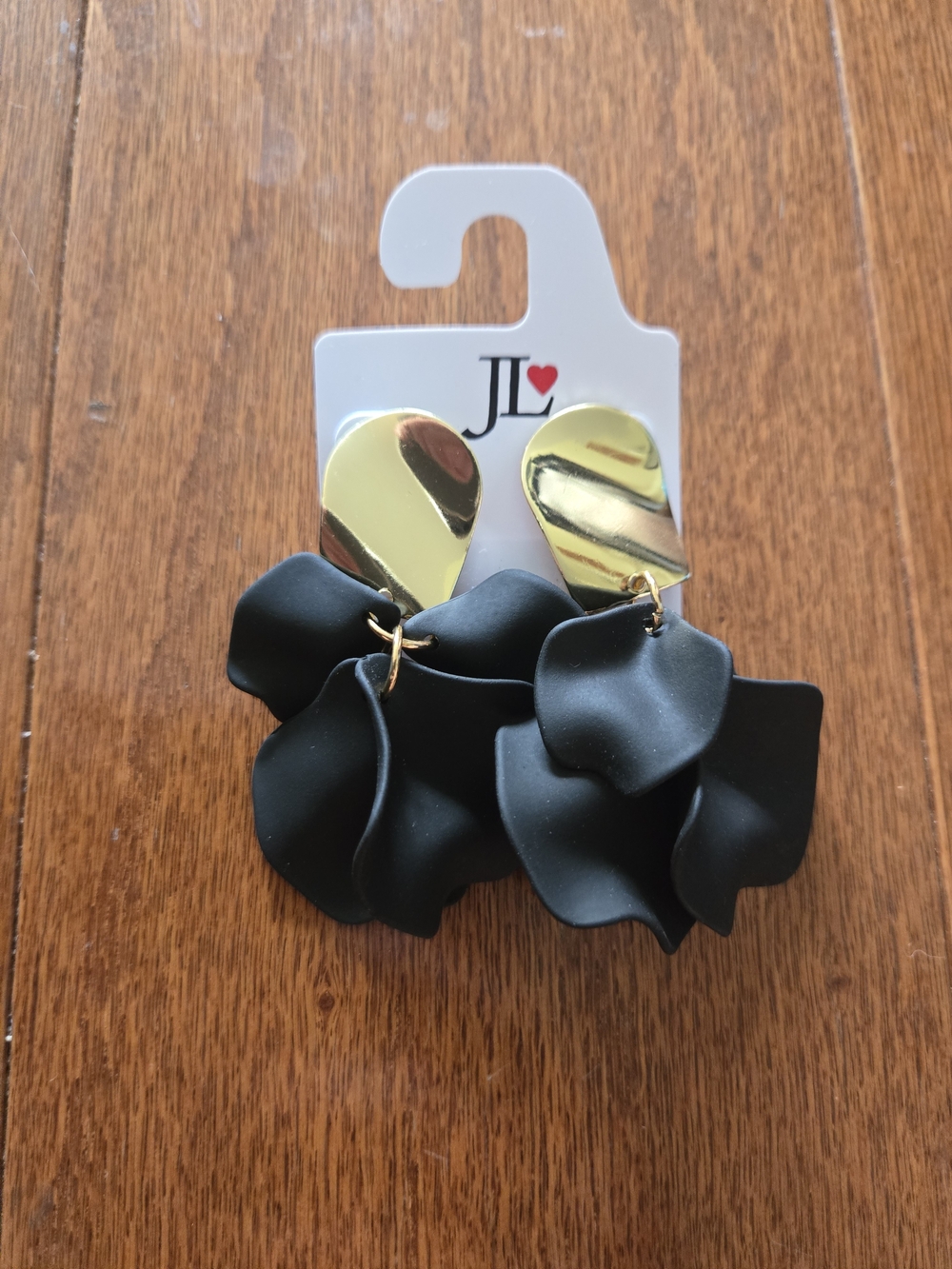 Gold And Black Petal Statement Earrings